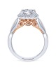Gabriel & Co. Amavida Diamond Halo Ring Mounting in 18K White & Rose Gold